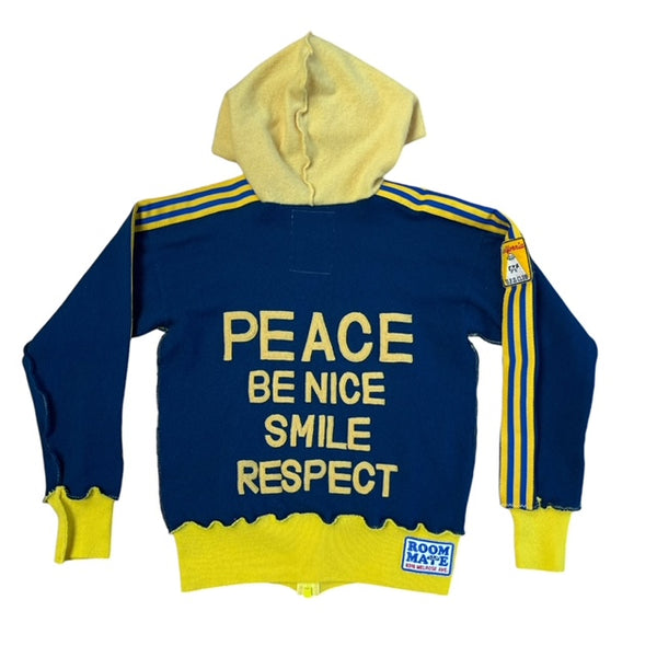 A Love Movement cashmere zip up hoodie jacket peace