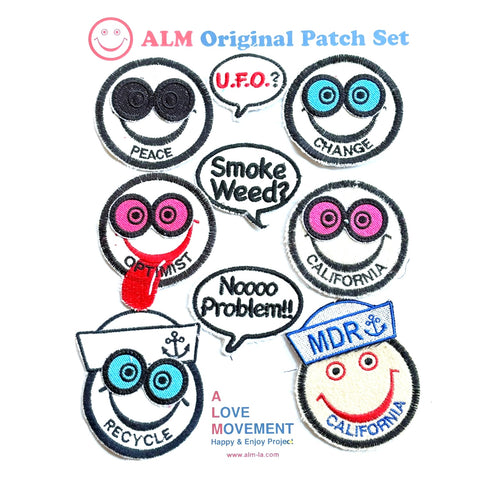 ALM Original Patch Set Smily With Funny Glasses #10 (White)