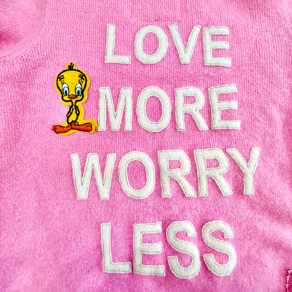 Vintage Cashmere Remake V-Neck - "Love More Worry Less" Ladies XS