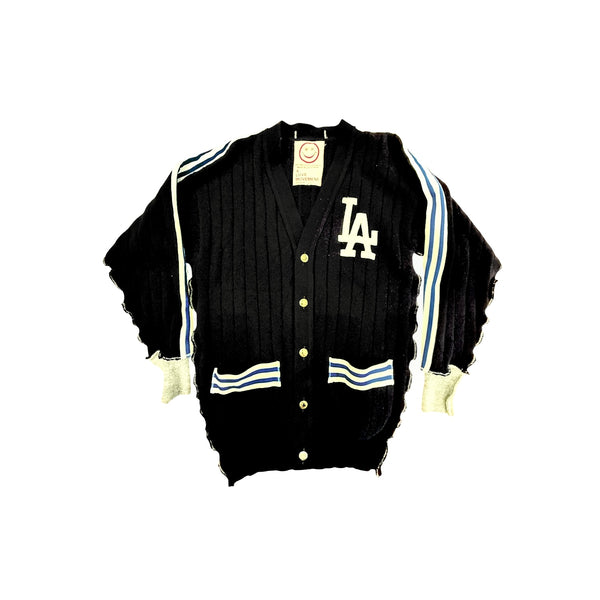 Recycled Cashmere Cardigan - Navy x Grey "LA"Men’s small or ladies X-Large size or Men’s medium size