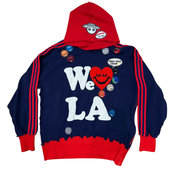 Recycled Cashmere Hoodie — Navy "We ♥ LA / Think Positive" (Men's L)