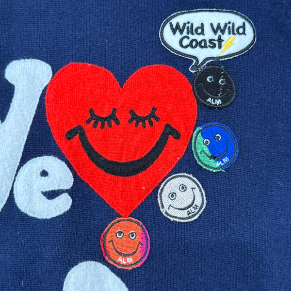Recycled Cashmere Hoodie — Navy "We ♥ LA / Think Positive" (Men's L)