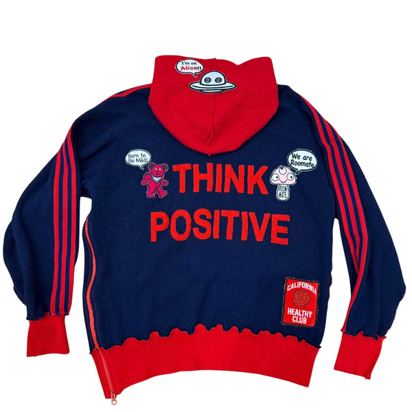 Recycled Cashmere Hoodie — Navy "We ♥ LA / Think Positive" (Men's L)
