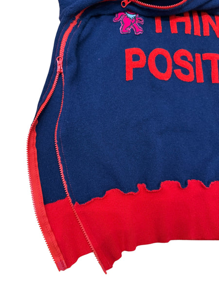 Recycled Cashmere Hoodie — Navy "We ♥ LA / Think Positive" (Men's L)