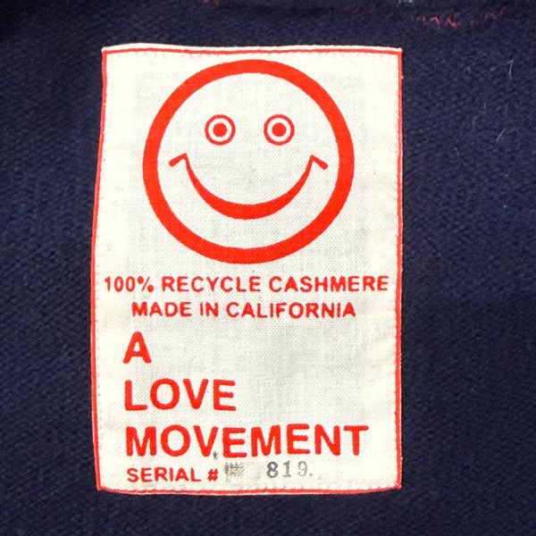 Recycled Cashmere Hoodie — Navy "We ♥ LA / Think Positive" (Men's L)