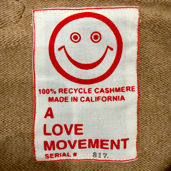 Recycled Cashmere Cardigan — Camel "Beverly Hills Recycler" Varsity (Men's L)