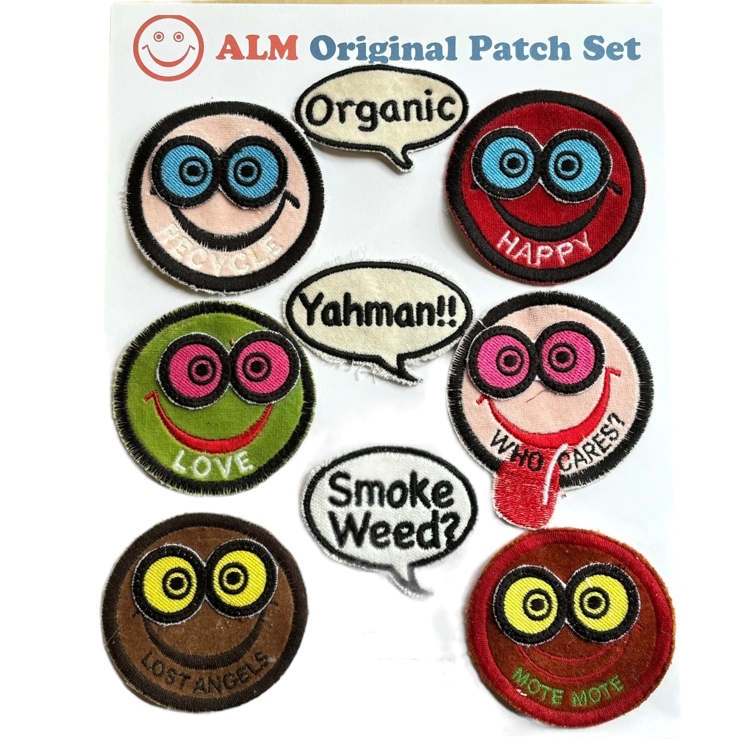 ALM Original Patch Set Smily With Funny Glasses #10 (Mix Color)