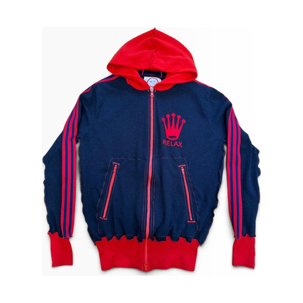 Recycled Cashmere Zip Hoodie — Navy x Red RELAX