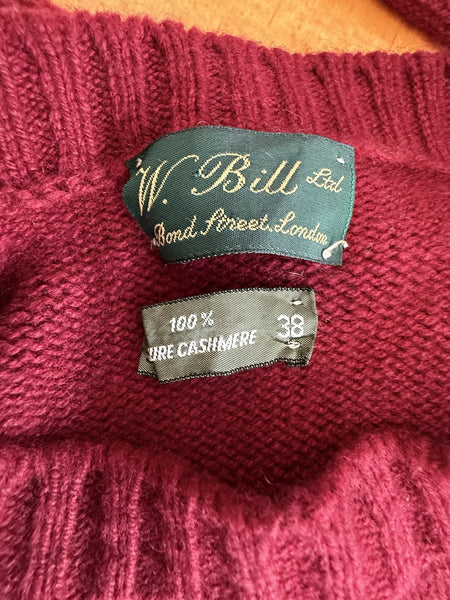 Recycled Cashmere Crewneck Sweater — Burgundy "HARVEST UNIVERSITY / WHY" (Men's S / Women's L)
