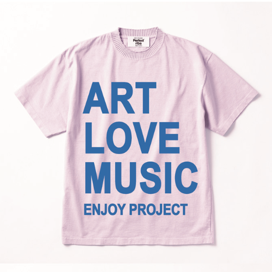 【Perfect ribs®︎×A LOVE MOVEMENT】 "ART LOVE MUSIC" Basic Short Sleeve T Shirt / Light Pink×Bright Blue
