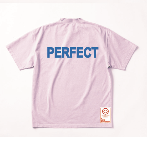 【Perfect ribs®︎×A LOVE MOVEMENT】 "ART LOVE MUSIC" Basic Short Sleeve T Shirt / Light Pink×Bright Blue