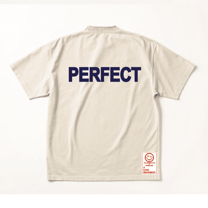 【Perfect ribs®︎×A LOVE MOVEMENT】 "ART LOVE MUSIC" Basic Short Sleeve T Shirt / Oatmeal×Ink Blue