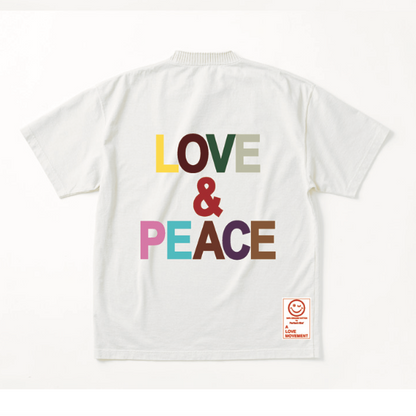 【Perfect ribs®︎×A LOVE MOVEMENT】"LOVE&PEACE" Basic Short Sleeve T Shirt / White