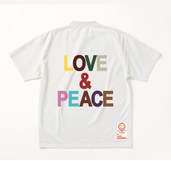 【Perfect ribs×A LOVE MOVEMENT】"LOVE&PEACE" Basic Short Sleeve T Shirt / White