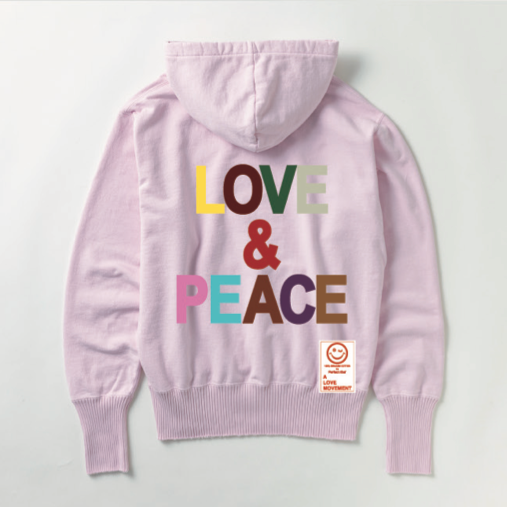 【Perfect ribs®︎×A LOVE MOVEMENT】"LOVE&PEACE" Basic Hoodie / Light Pink