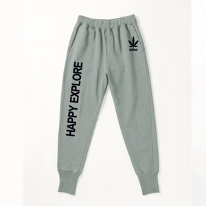 【Perfect ribs×A LOVE MOVEMENT】"HAPPY EXPLORE" Basic Sweat Pants / Gray×Ink Blue