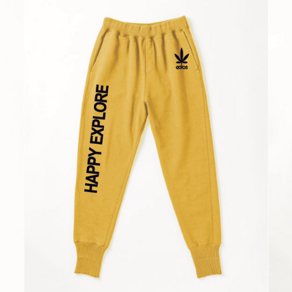 【Perfect ribs®︎×A LOVE MOVEMENT】"HAPPY EXPLORE" Basic Sweat Pants / Yellow×Ink Blue