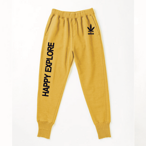 【Perfect ribs×A LOVE MOVEMENT】"HAPPY EXPLORE" Basic Sweat Pants / Yellow×Ink Blue