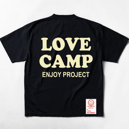 【Perfect ribs®︎×A LOVE MOVEMENT】"LOVE CAMP" Basic Short Sleeve T Shirt / Black×Lemon Yellow
