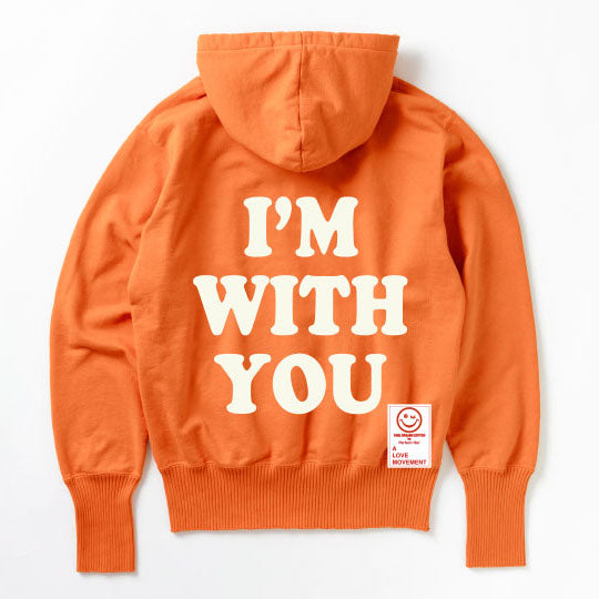 【Perfect ribs®︎×A LOVE MOVEMENT】"I'M WITH YOU" Basic Hoodie / Orange×Soft Pearl