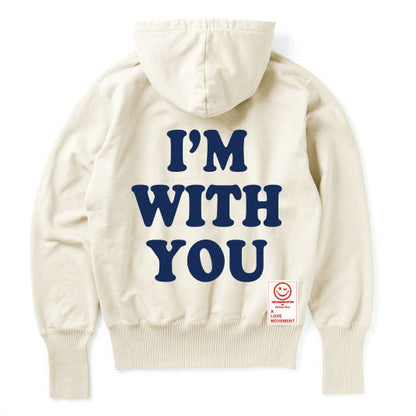 【Perfect ribs®︎×A LOVE MOVEMENT】"I'M WITH YOU" Basic Hoodie / Oatmeal×Royal Blue