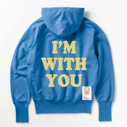 【Perfect ribs®︎×A LOVE MOVEMENT】"I'M WITH YOU" Basic Hoodie / Blue×Lemon Yellow