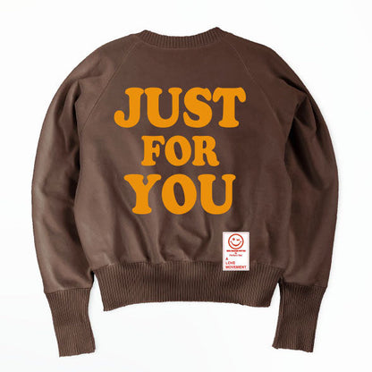 【Perfect ribs®︎×A LOVE MOVEMENT】"JUST FOR YOU" Strange Sleeve Crew Neck Sweat Shirt / Brown×Golden Yellow